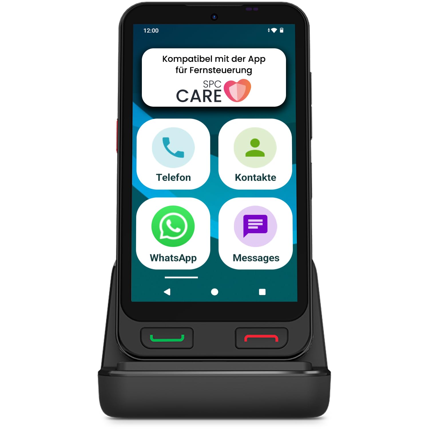 SPC Zeus 2 Handyhülle für Senioren | Fernverwaltung und Ortungstechnologie | Easy-Mode, physische Tasten, XXL-Symbole | 