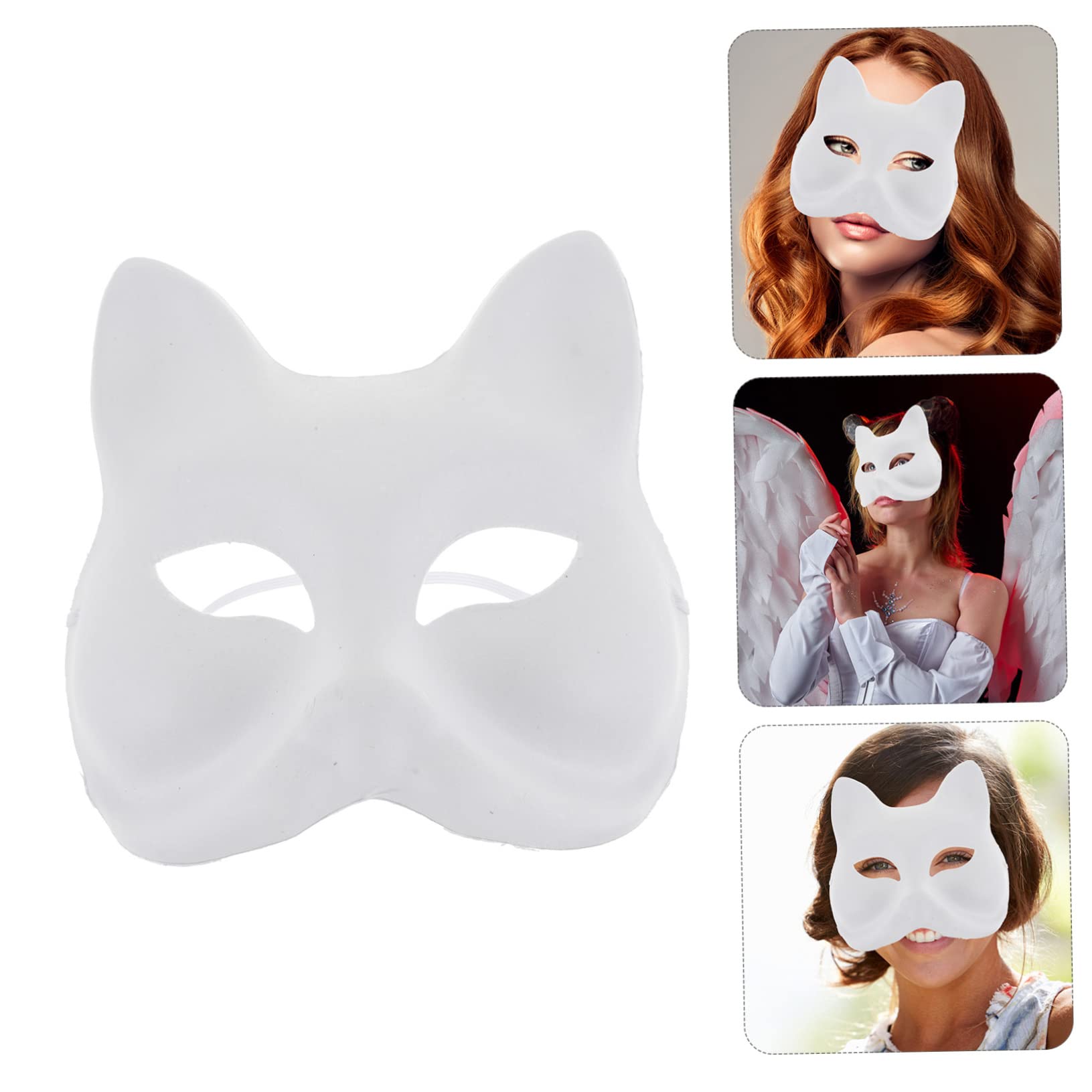 Abaodam 6pcs Unfinished Fox Masks for Diy Painting White Masquerade Masks for Costumes Parties Fun Arts Crafts Accessory for Boys and Girls Adults Safe Paper Pulp Material