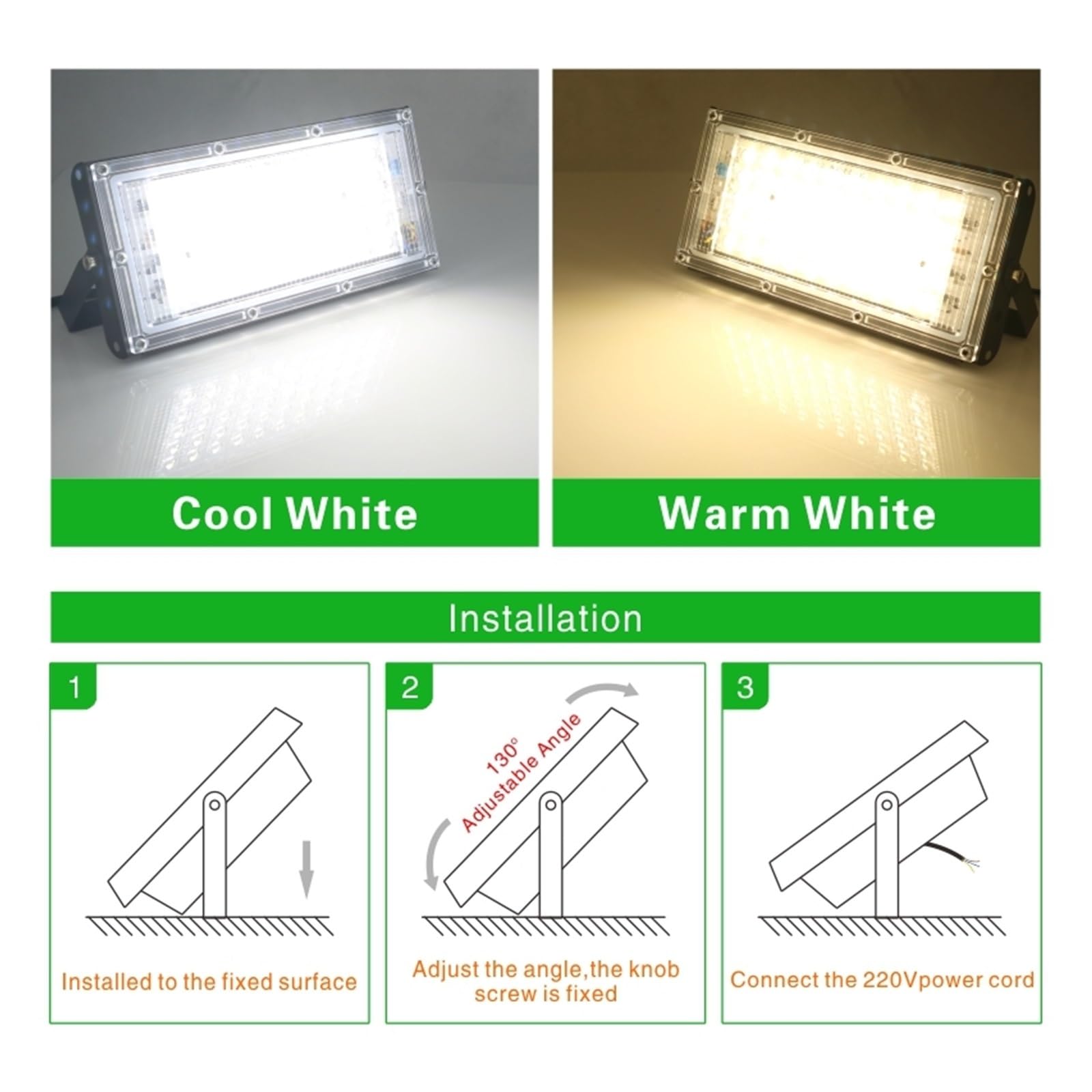 Zewnętrzne światło powodziowe 150W 100W 50W Led Światło Halonowe Reflektor Zewnętrzny IP65 Wodoodporna Lampa Uliczna LED Oświetlenie Krajobrazu Ogrodowe Oświetlenie miejsca pracy(150W Cool White)