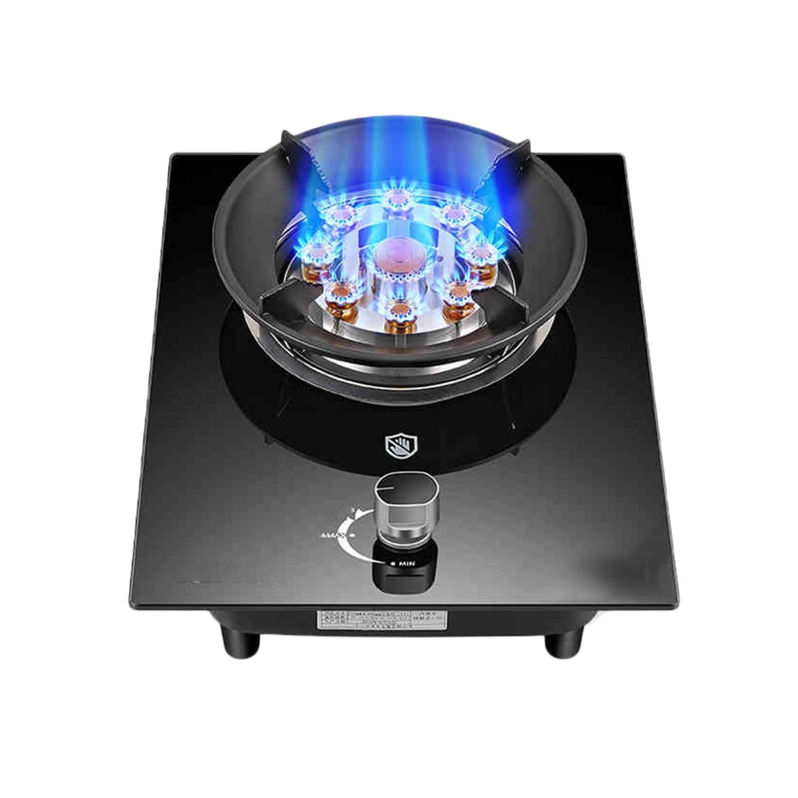 Cocina A Gas De 1 Quemador, Quemador Wok De 9 Cavidades Y 5,2 KW, Cubierta De Vidrio Templado con Protección contra Llamas, Fácil De Limpiar For El Hogar Y La Cocina(LPG)
