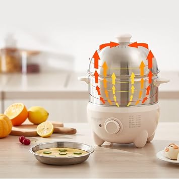 Egg Cooker Stainless Steel Egg Cooker Automatic Power Off Large Capacity Egg Boiler 3.5L Egg Steamer 60min Long Effect Timing Electric Egg Boiler