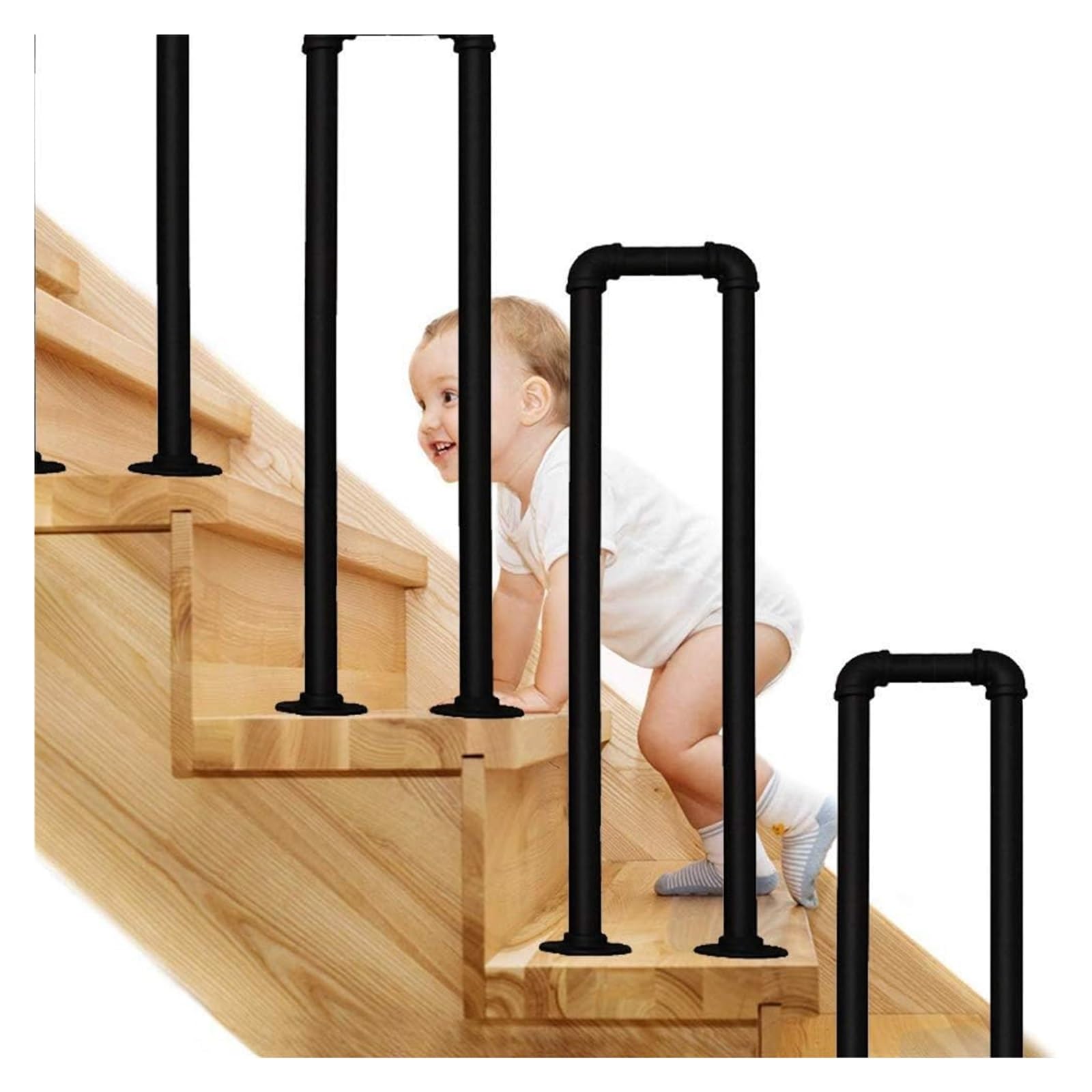 Stair Railing Indoor Stair Railing, U-Shaped Railing Side-Mounted Handrail Stair Handrail for Villas Balconies, Hallways Flats Outdoor 1pc(75cm)