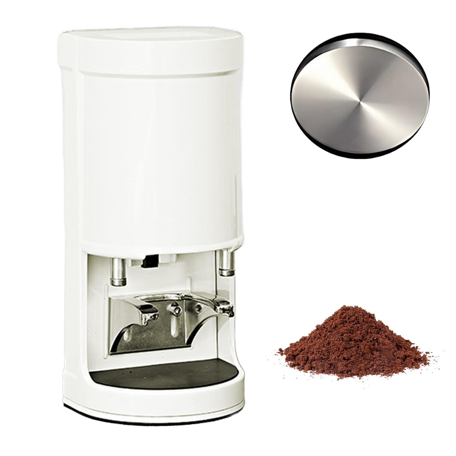 Komercyjny Ubijak do Kawy,Elektryczny Prasa do Kawy Mielonej,Automatyczny Ubijak do Espresso, do Codziennego Użytku w Profesjonalnej Kawiarni(White,Flat)