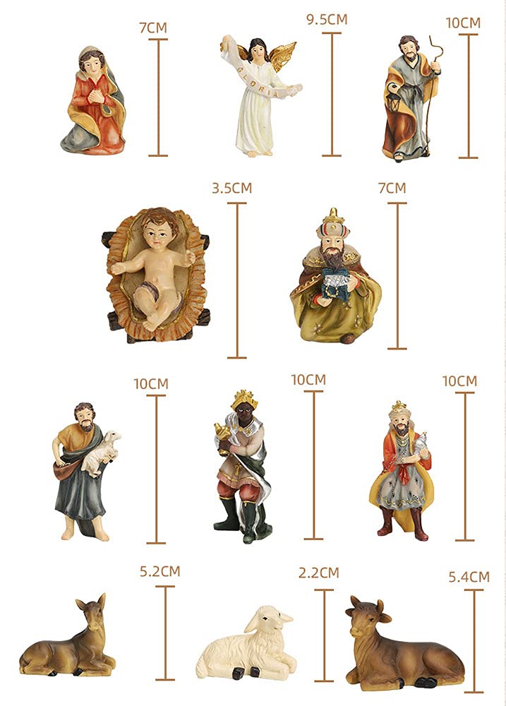Krippenszenen Set Jesus Bild Weihnachtsdeko Krippenfiguren Harz Figuren Weihnachtskrippe Weihnachtsschmuck Mini Krippenfiguren Krippe Weihnachten Weihnachtsfiguren (11-teilig)