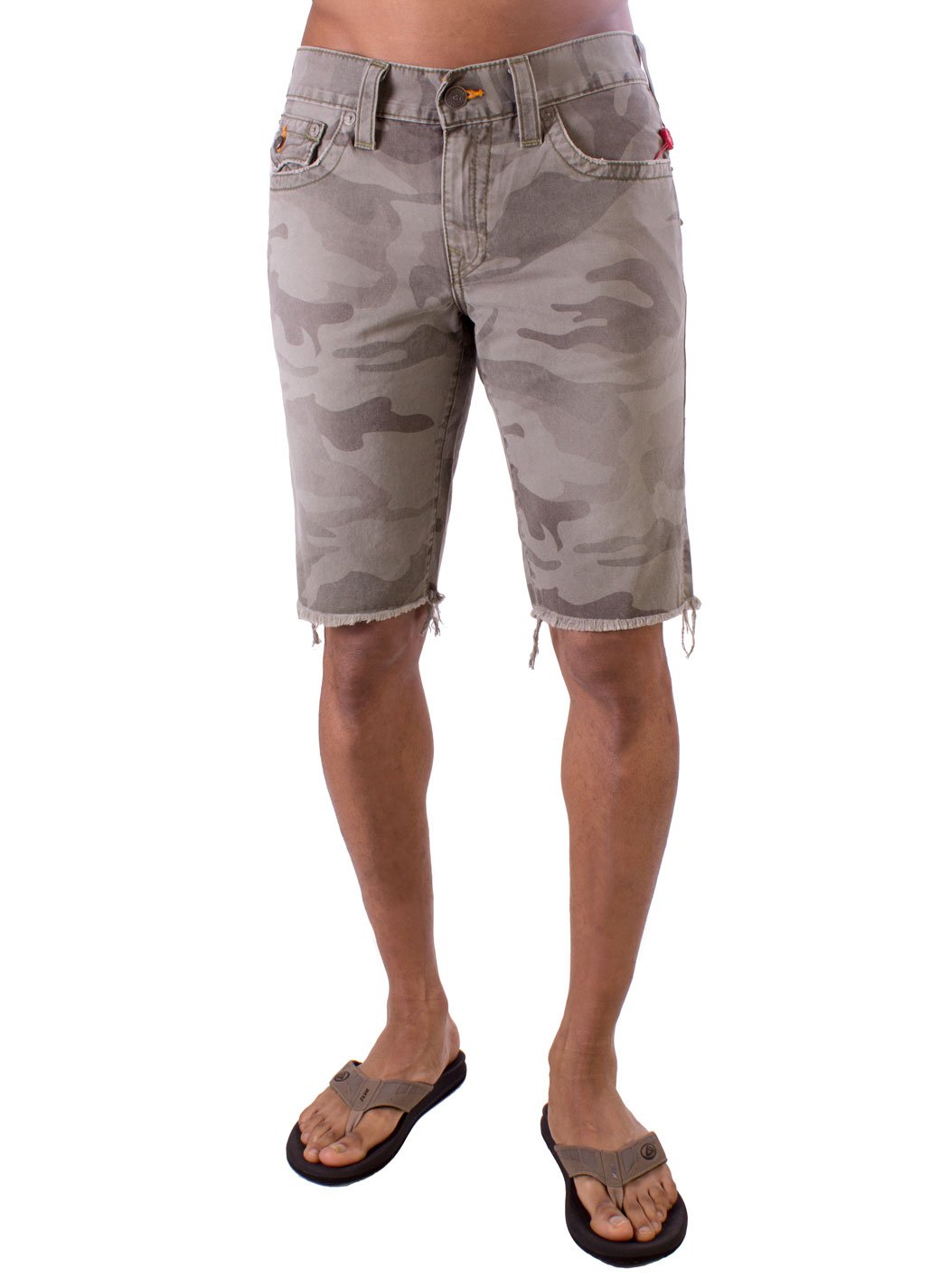 True Religion Men's Ricky Cut-Off Camo Short In Dusty Olive