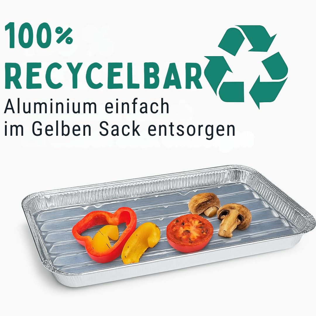 Barquettes aluminium 34x22 cm Lot de 100 - Grillschalen jetables pour barbecue four grill