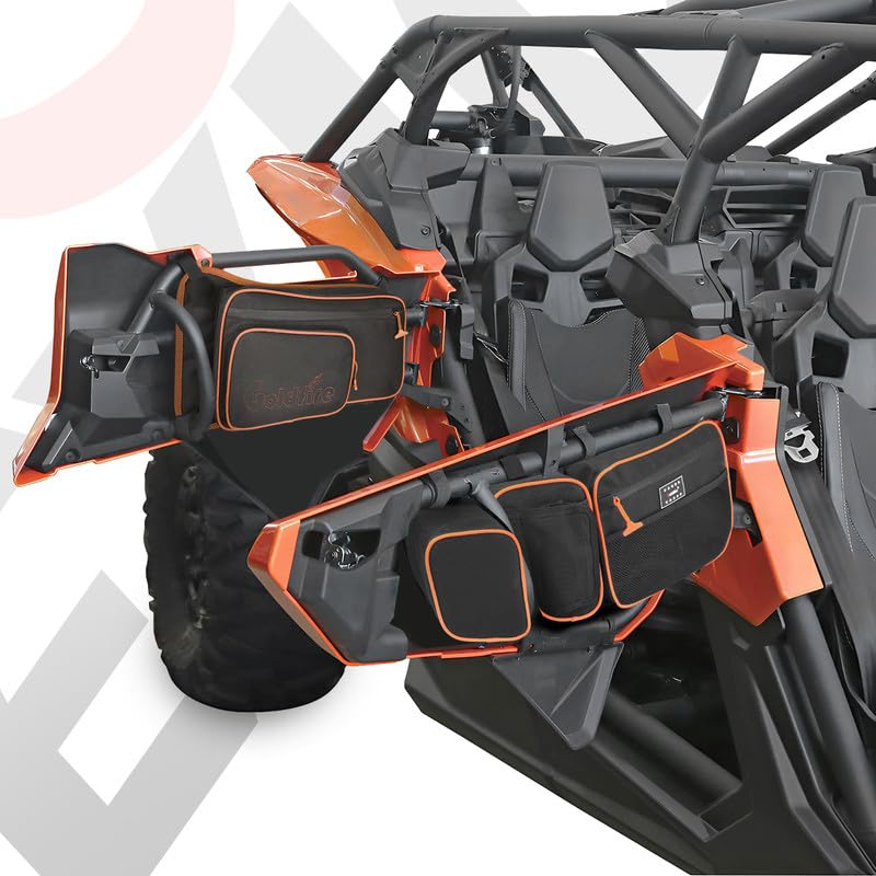 Bolsas de almacenamiento traseras para UTV, compatibles con Can-Am Maverick X3 2017-2026 (todos los modelos), organizadores para puertas del conductor y pasajero, paquete de 2 - Naranja miniatura 4