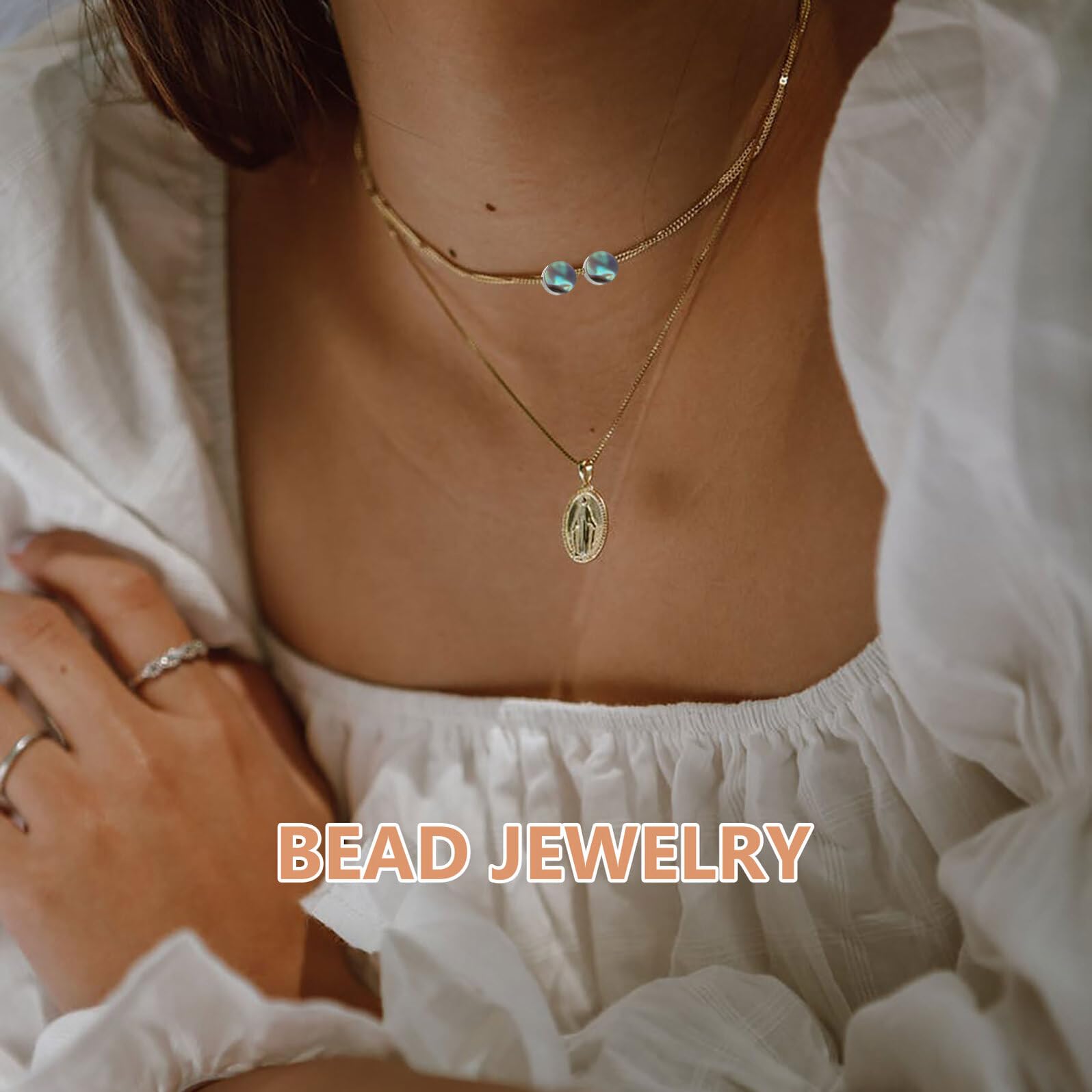 HEALSOPTHY 20piezas Materiales para Collares Hechos Mano con Cuentas Redondas de Abulón Dijes Espaciadores de Playa para Joyería Materiales para Joyería para Collares y Pulseras