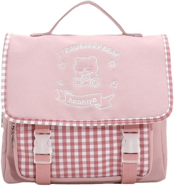 Japanese Kawaii Bunny Ear Backpack with Cute Manga Girl School Backpack Book Bag Satchel Student Teen JK (Small, Black)
