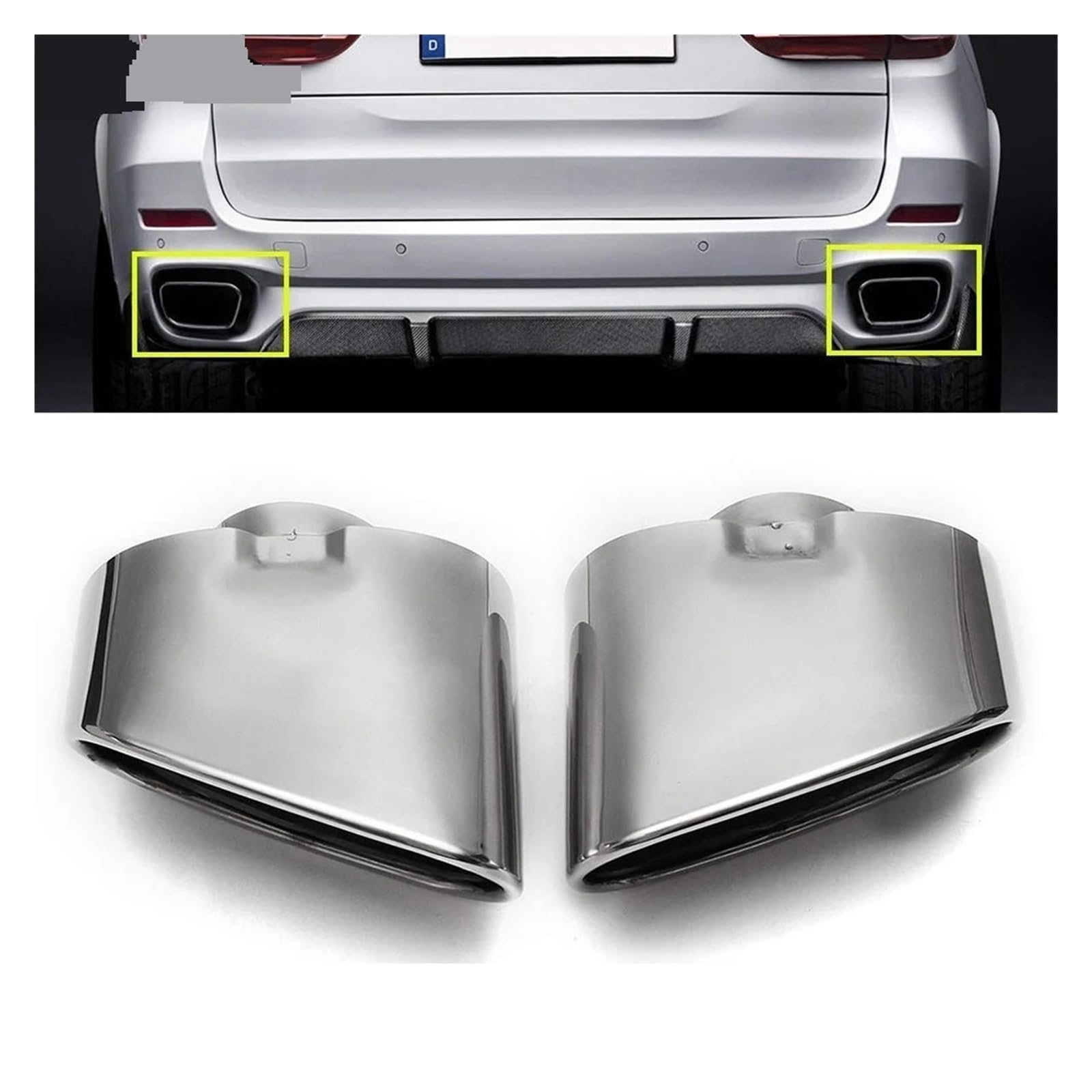Per BMW Per X5 E70 2000 2001 2002 2003 2004 2005 2006 2007-2016 Terminale Di Scarico Doppio In Acciaio Inossidabile Cromato Tubo Scarico Auto