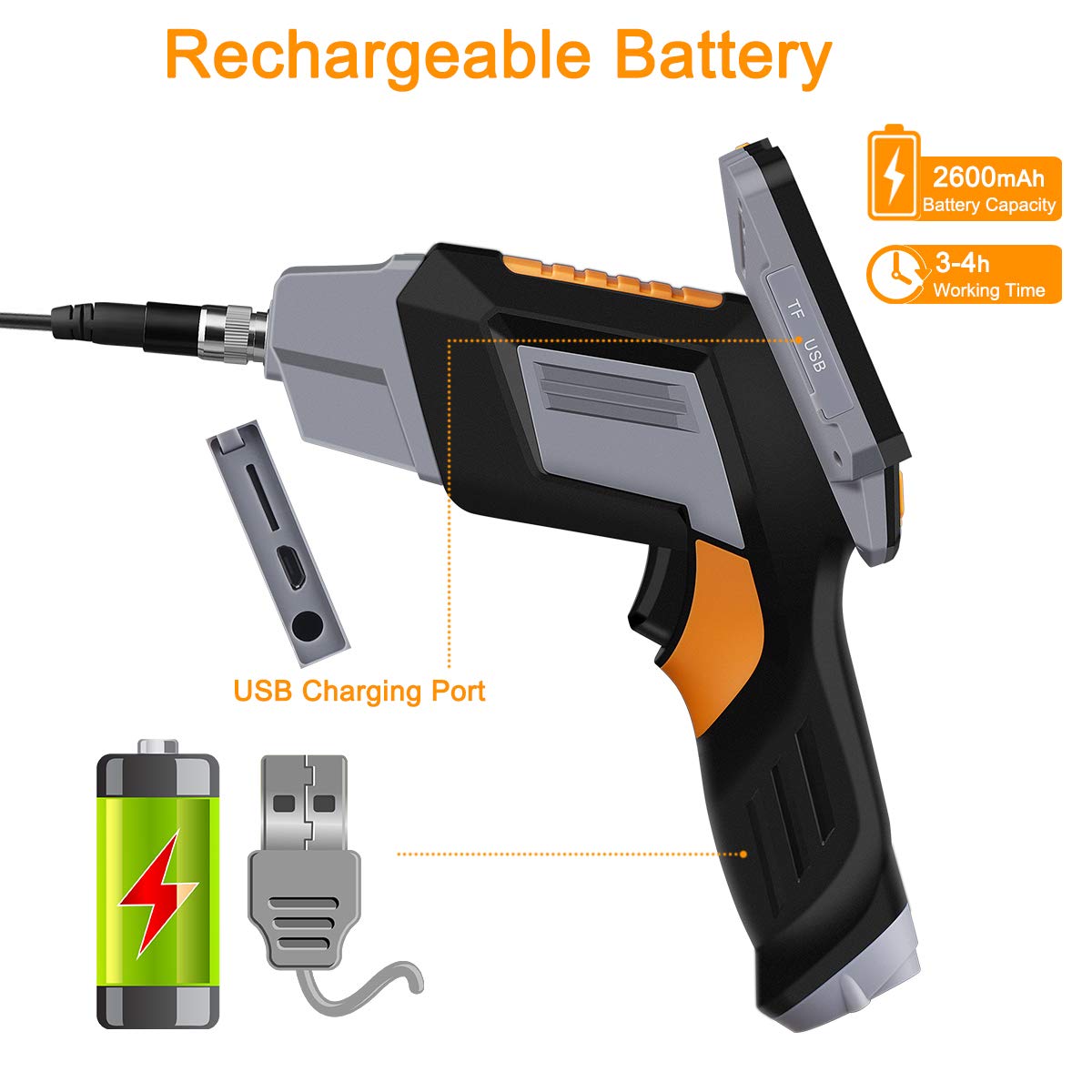 Black Friday - 50% OFF Inspection Camera, AsperX Endoscope Borescope, 8MM 1080P HD Snake Camera with Front-View & Side-View Dual Camera 6 LED Lights, 16.4 ft Cable, IP67 Waterproof, 32 GB Card