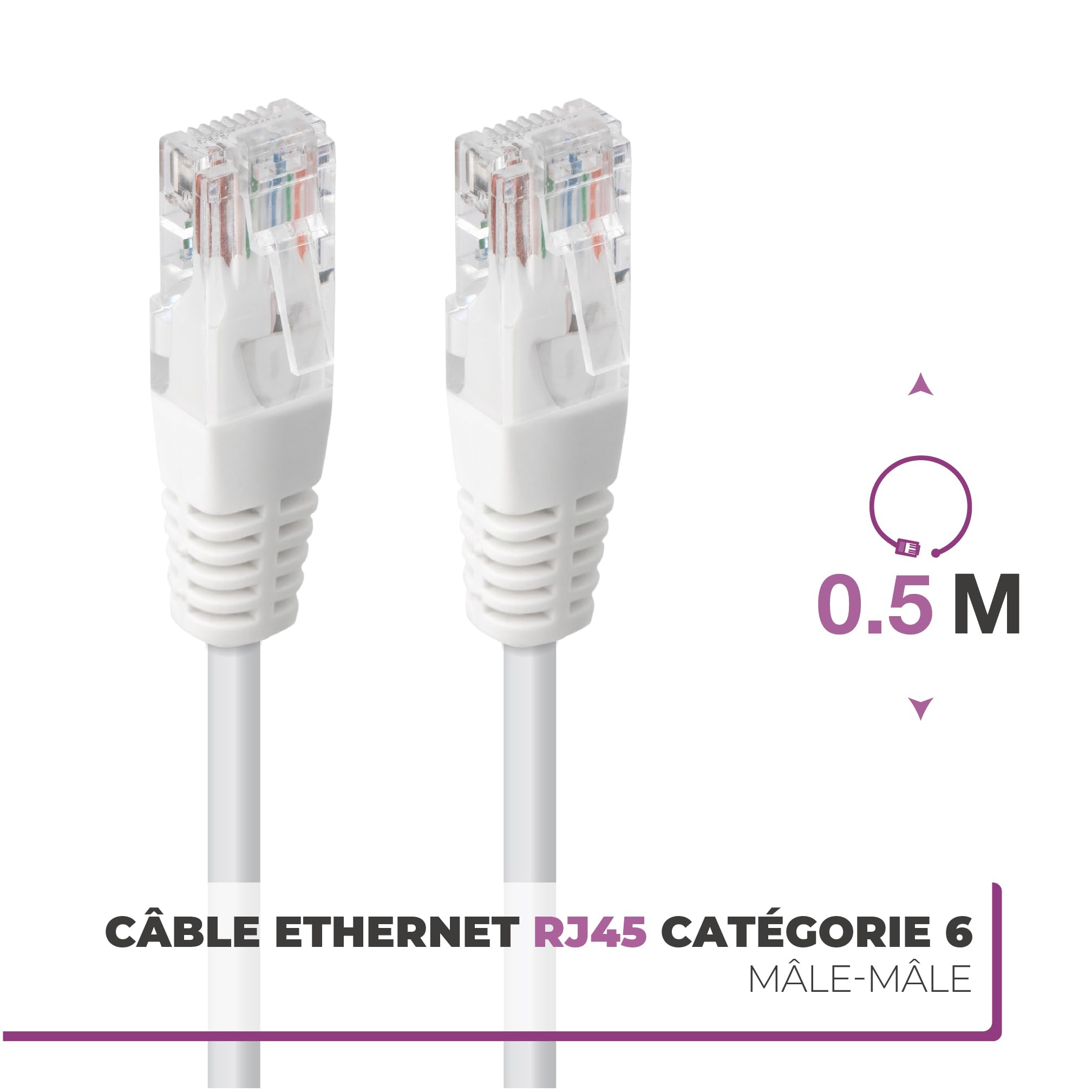 APM Kabel Ethernet Cat 6, 0,5 M, RJ45 Network 1 Gb/s 250 MHz, ekranowany FUTP, kabel RJ45 Internet, kompatybilny z modemem PC, Router TV, Xbox Switch PS5, PS4 Gaming, 560338