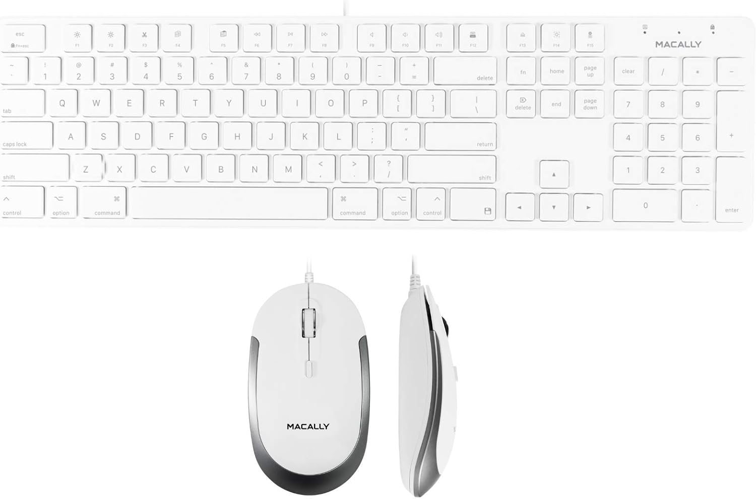 Macally Slim Wired Keyboard and a Silent Wired Mouse, Classic Apple Essentials