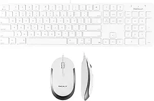 Macally Slim Wired Keyboard and a Silent Wired Mouse, Classic Apple Essentials