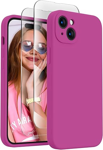 Miniatura 355 de FireNova Funda para iPhone 14 Pro, funda de silicona mejorada [protección de cámara] con [2 protectores de pantalla], forro interior de microfibra