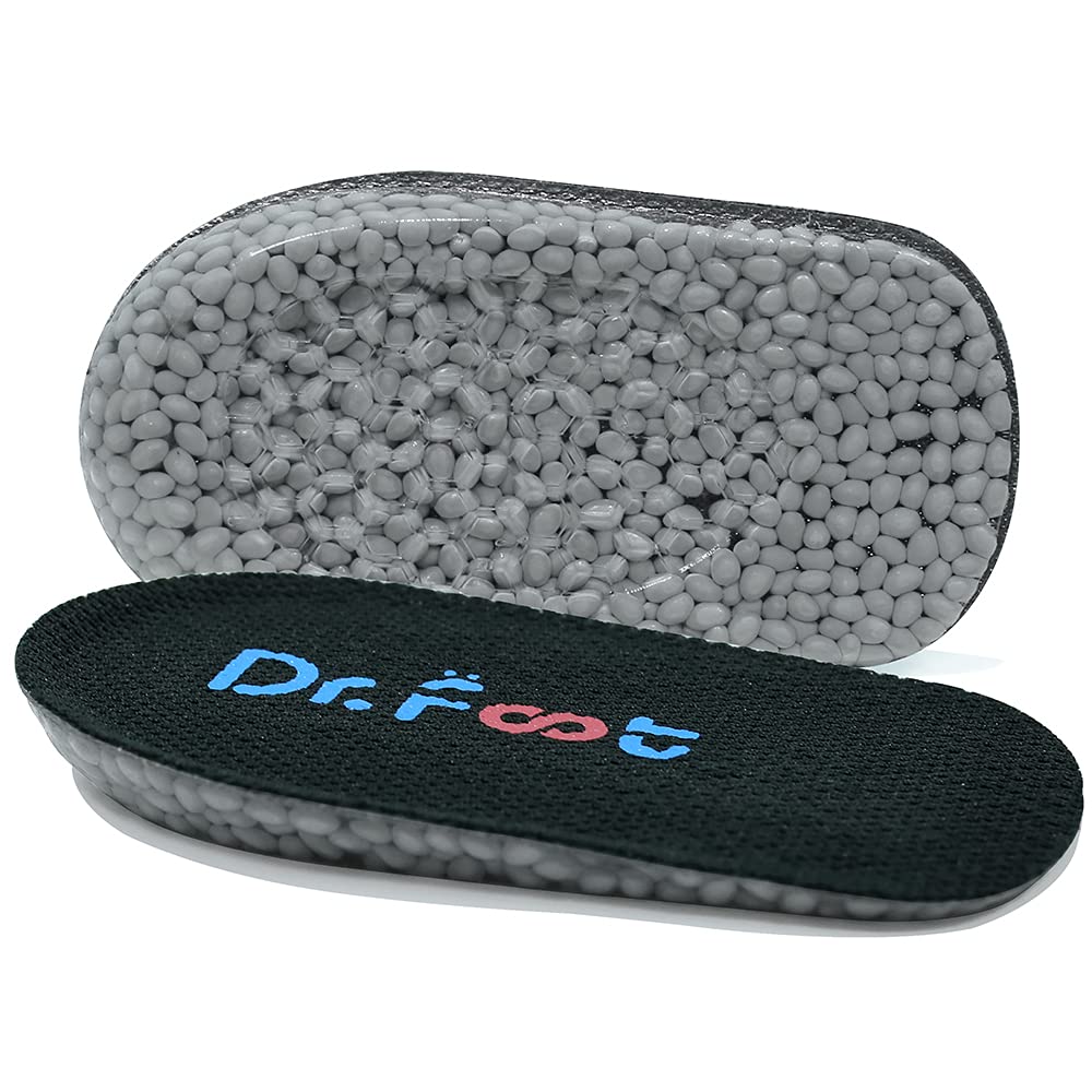 Dr Foot Dr. Foot's Height Increase Insoles, Heel Cushion Inserts, Heel Lift Inserts for Leg Length Discrepancies (Large (0.5" Height) | Black)