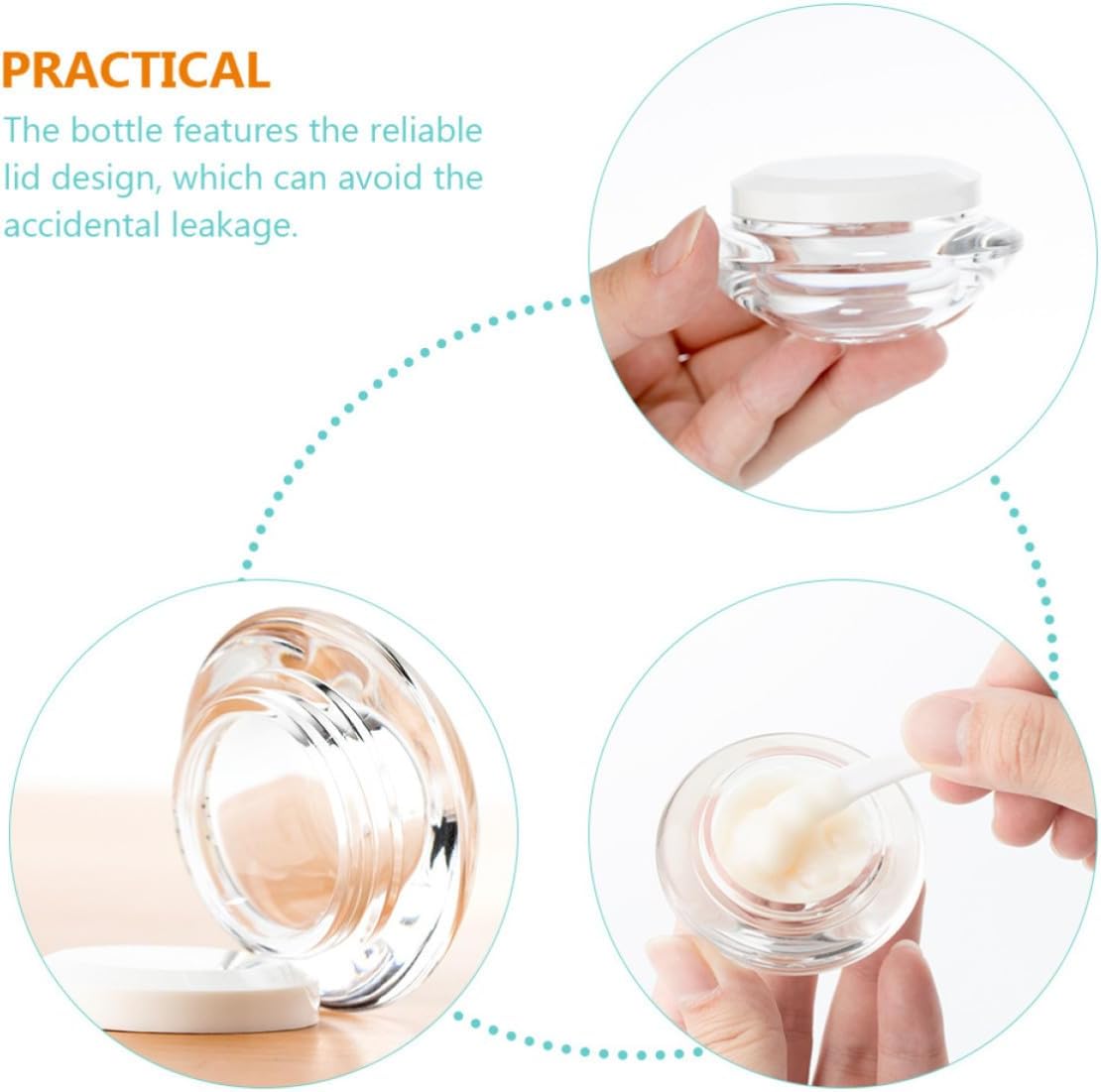 3pcs Refillable Acrylic Cosmetic Jars for Face Creams with Portable Design and UV Protection, Travel Containers for Skincare and Makeup Storage