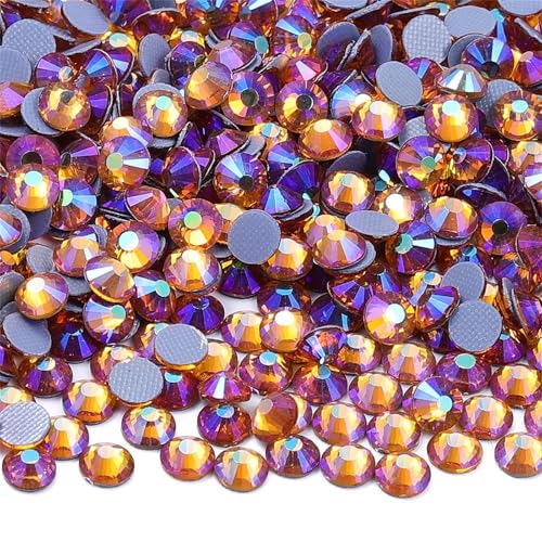 Strass ronds en verre transparent AB à dos plat pour customisation de vêtements - 6