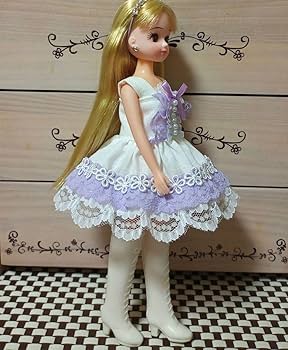 Amazon.co.jp: リカちゃん服白×ラベンダー＊ミニドレス&髪飾り