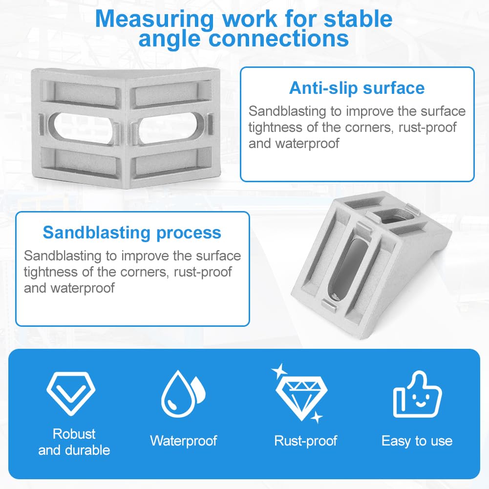 vsshe Aluminium Corner Bracket, 12 PCS 3030 Series Aluminum Angle Bracket - Image 3