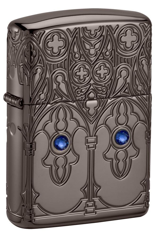 Zippo Gothic Window Design Armor Black Ice Pocket Lighter