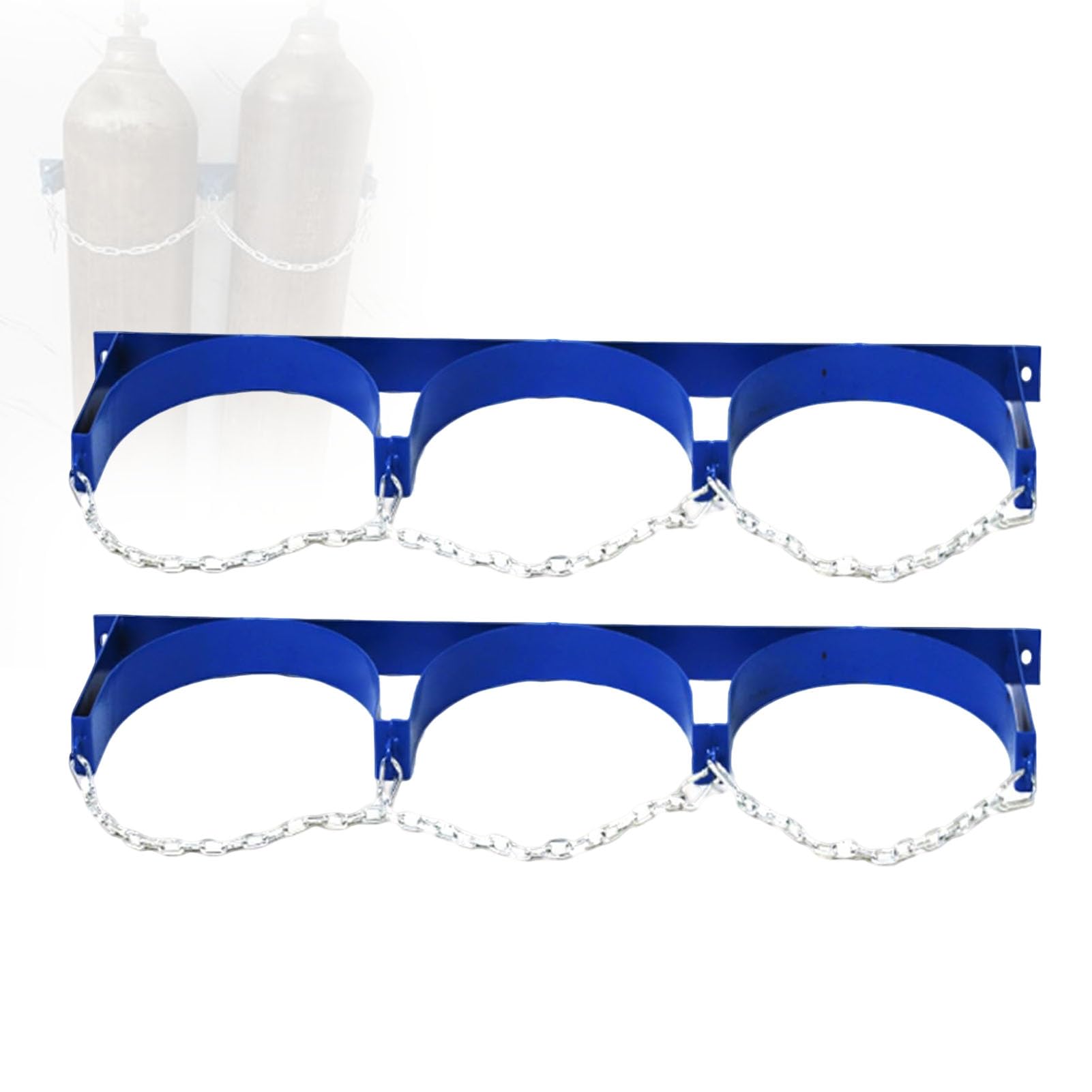Soporte para Tanques de oxígeno con Cadena de Seguridad y Tornillos,Dispositivo de fijación a la Pared para Cilindros de oxígeno,Estante Multiusos para Almacenamiento de Tanques,3 Bottle,2Pcs