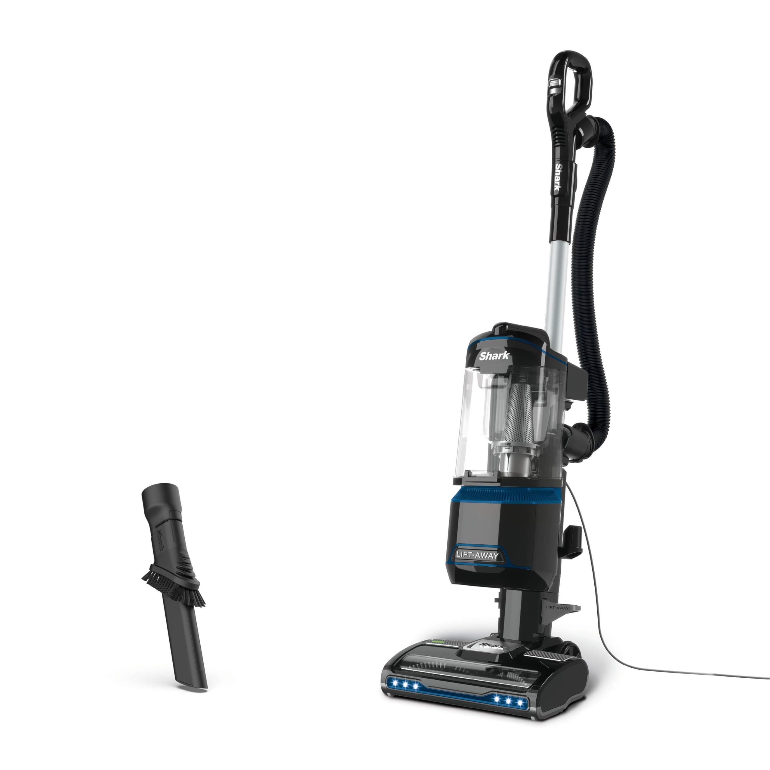 Shark Corded Upright Vacuum Cleaner 1.1L with Lift-Away Technology, LED Headlights, Anti-Allergen, 8m Cord, 750W, Crevice, Multi-Surface Tools, Blue/Black, NV602UK