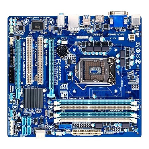 Gigabyte LGA 1155 Intel B75 SATA 6Gb/s USB 3.0 Micro ATX DDR3 1600 Motherboards GA-B75M-D3H
