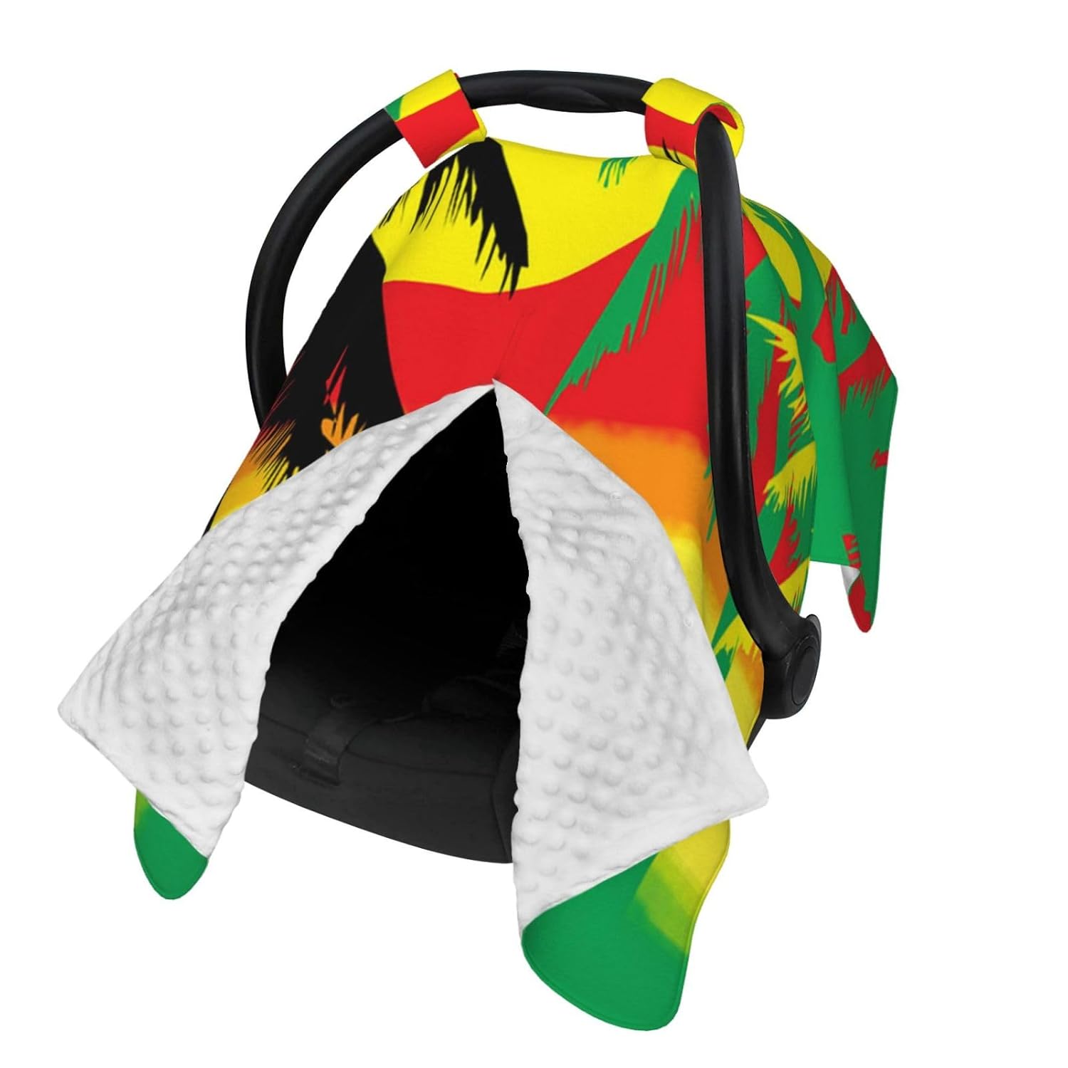 Rasta Palm Tree Baby Car Seat Cover & Breastfeeding Nursing Cover - Breathable Stretch Fabric Multi-Use Nursing Cover for Breastfeeding