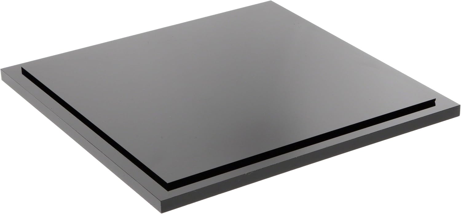 Plymor Black Acrylic Square Display Base, 8.625 W x 8.625 D x 0.5 H, Pack of 6