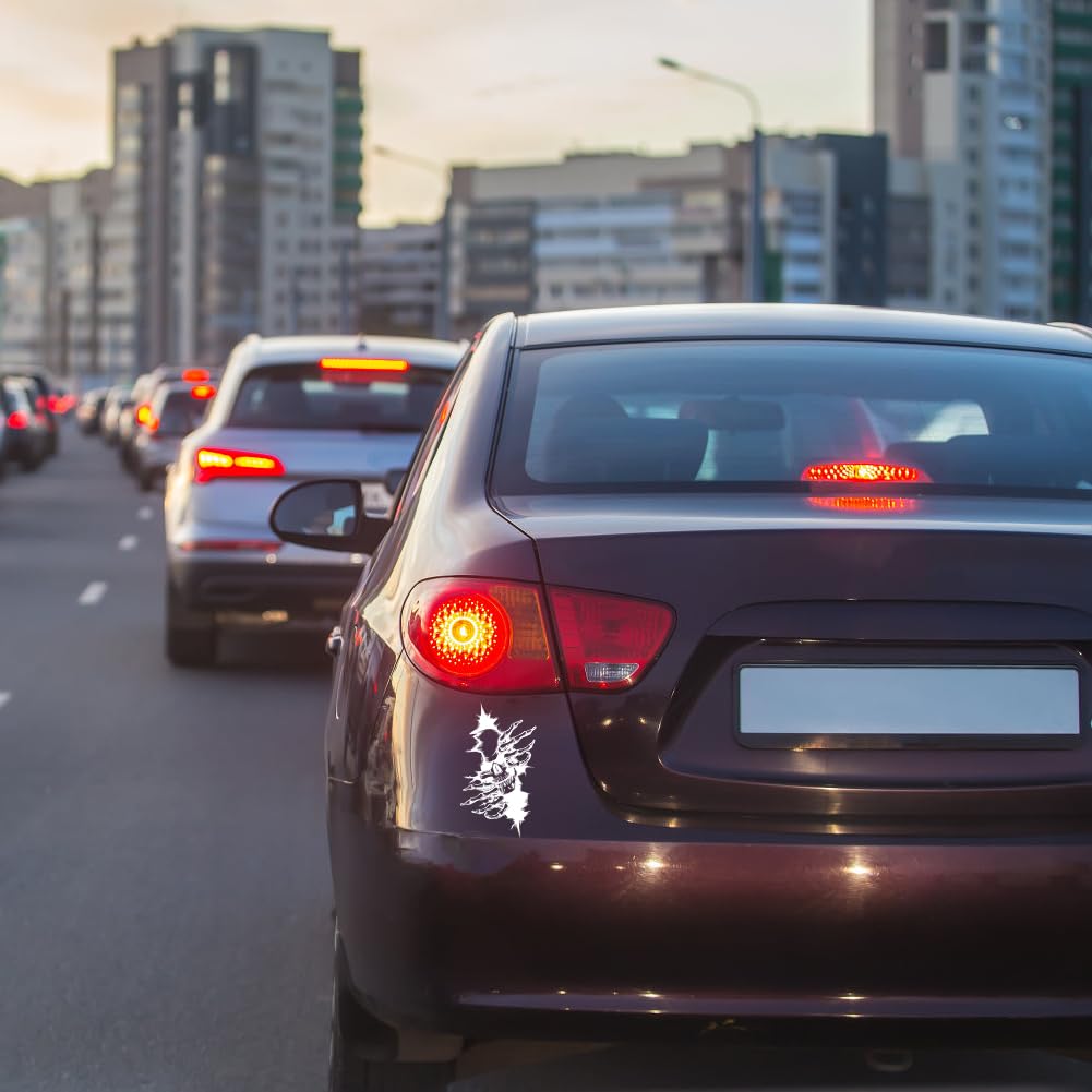 2 Adesivi Teschio Auto 12x18cm - In PVC, Bianco, Decorazione Horror Per Auto E Moto, Facili Da Applicare - Foto 4