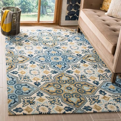 Image of Modern Home Decor Texture Wool Loop Pile Anti-Shed Rug Hand Tufted Carpet for Living Room Bedroom Drawing Room and Hall Color Multi 4 x 6 Feet (120 x 180 cm)