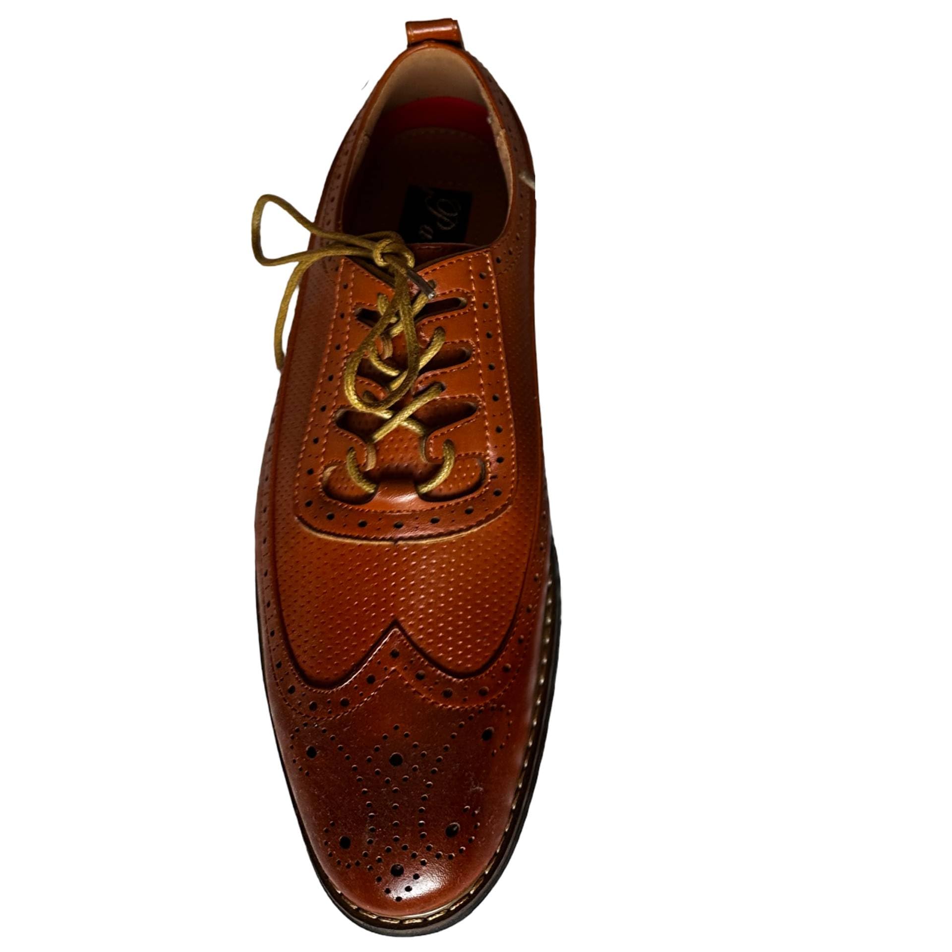 Mens Oxford Formal Brogue Lace-Up Casual Dress Wing End Wedding Shoes Brown Color