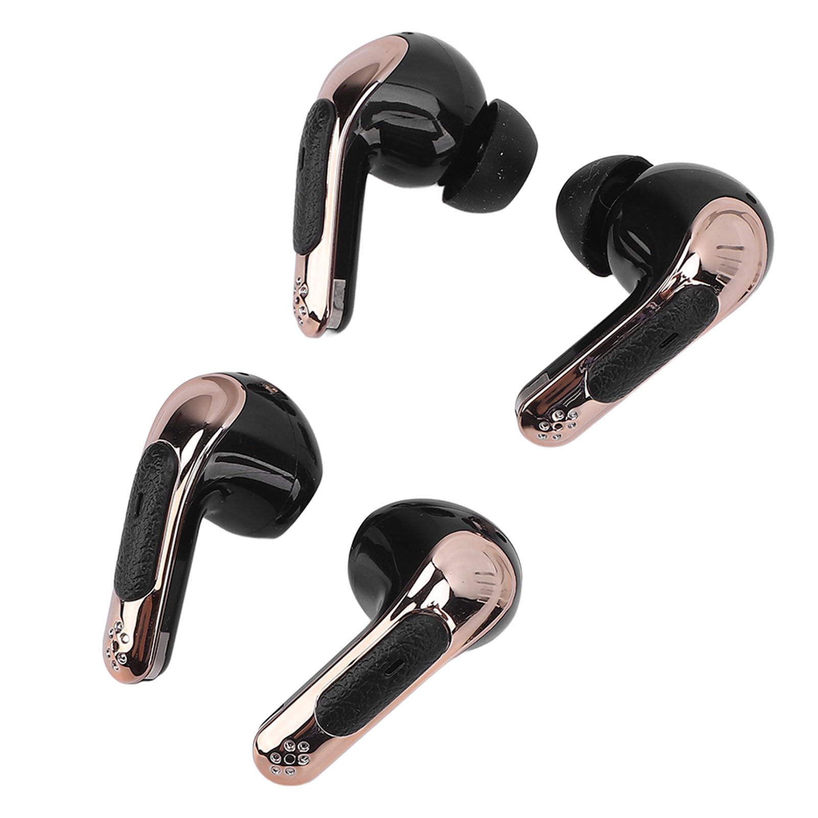 Jectse Dos Pares de Auriculares de Audio Inalámbricos de Doble Toque, Auriculares para Parejas con Pantalla LED, Auriculares Internos con Sonido de Graves Profundos Bluetooth 5.4 (Black)