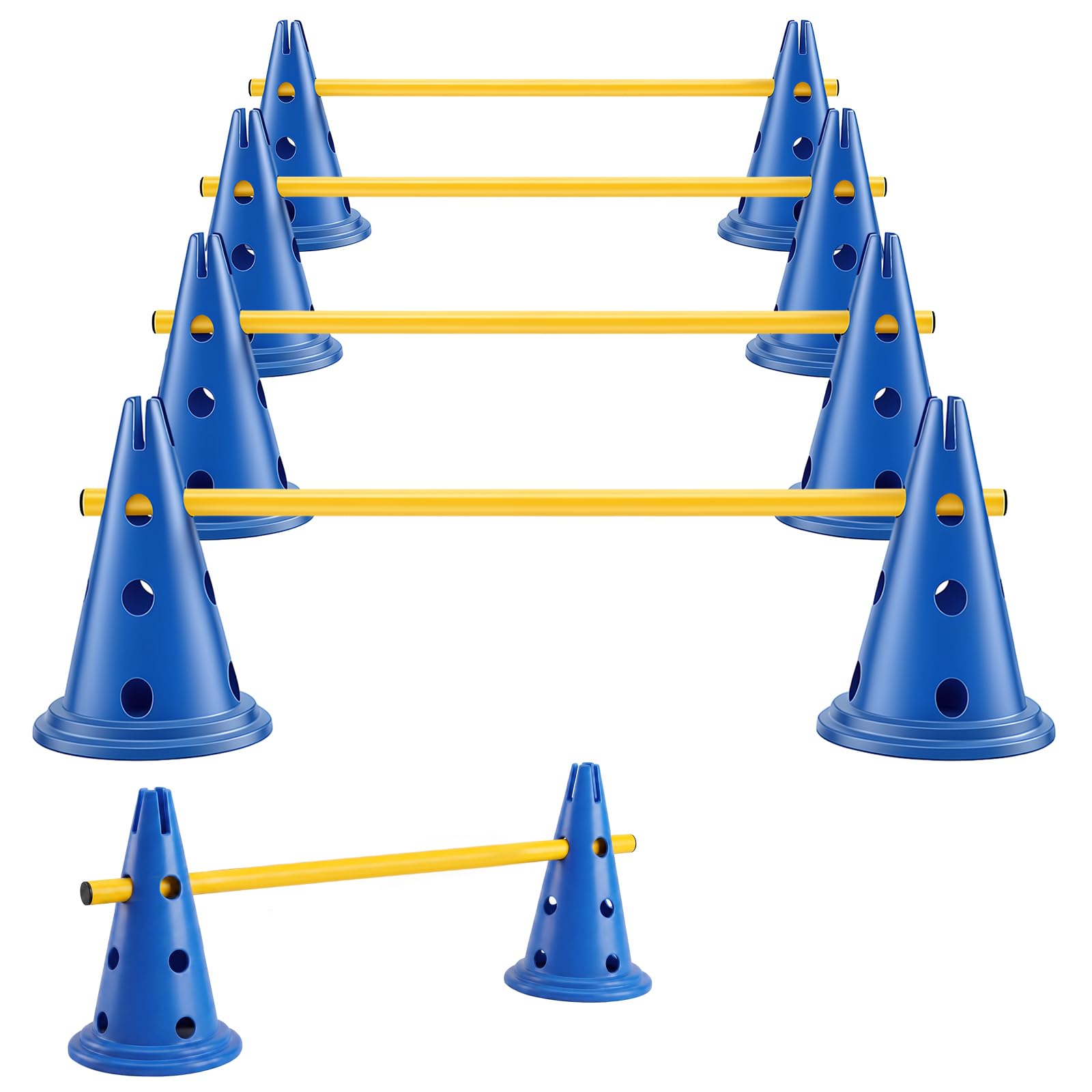 Vutlace Dog Agility Equipment Set, Portable Pet Jump Training Kit, 23 cm Pet Training Cone, Eight Poles with Carry Bag, Four-Piece Adjustable Height Jumping Obstacles