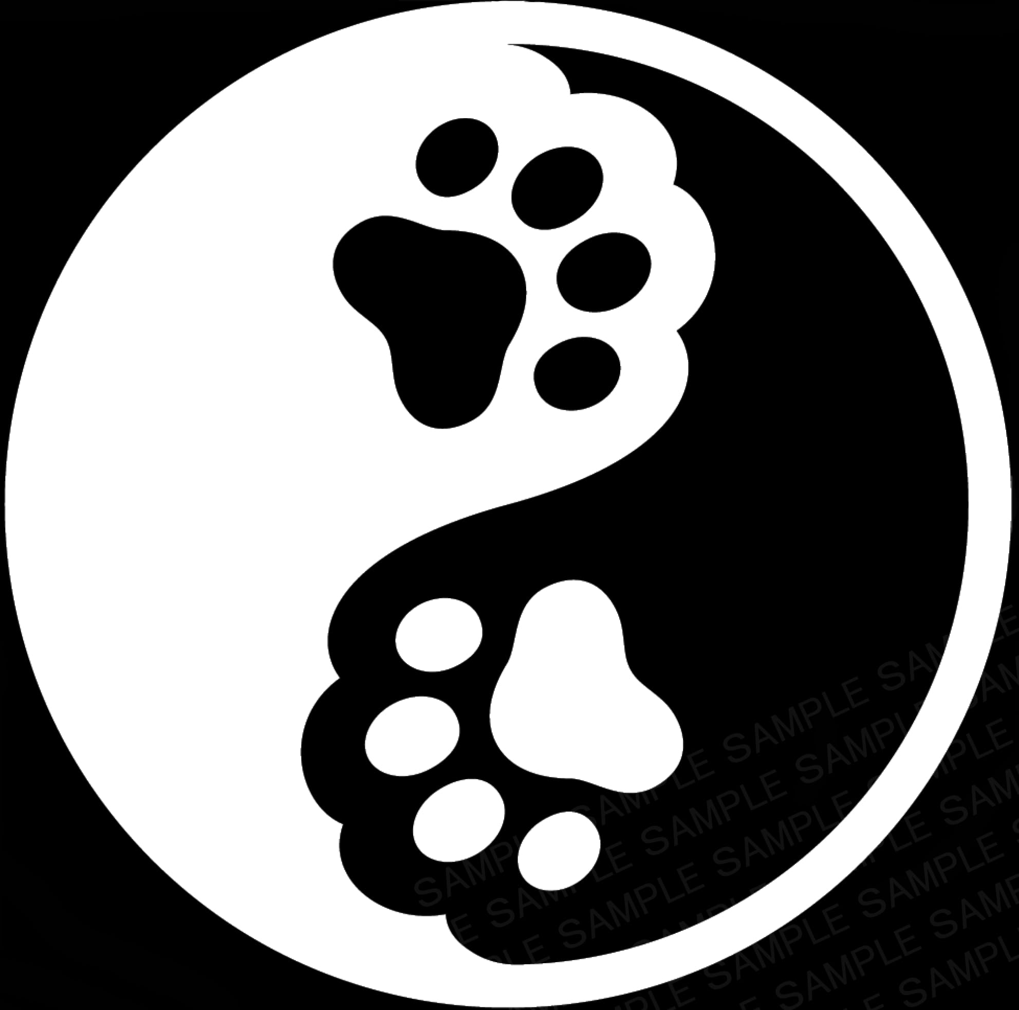 Amazon.co.jp: カッティングステッカー 肉球の太極図 かわいい犬・猫の