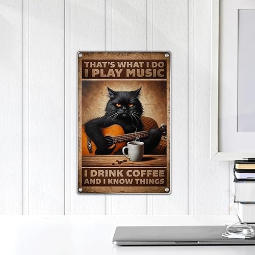 Miniatura 6 de Cartel de metal con cita de café con texto en inglés That's What I Do Play Drink And Know Things, arte de pared de 8 x 12 pulgadas, decoración retro