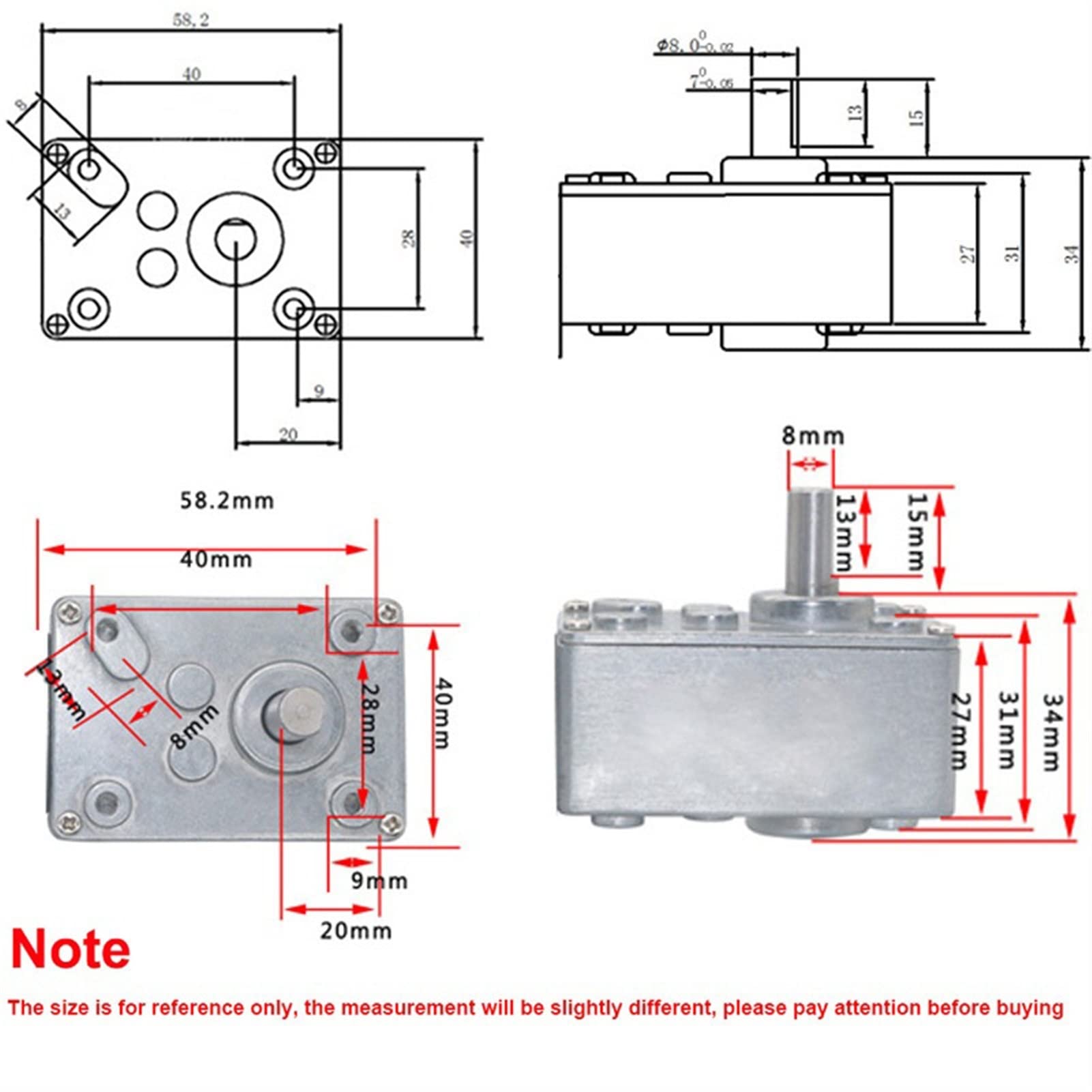Untersetzungsgetriebe A5840 Für DC-Schneckengetriebemotor – 50:1, 70 Kg Last, Metall, Für Industrie & Transport