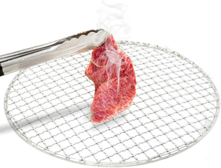 TFCFL 16 BBQ Stainless Steel Grill Mesh Fish Meat Round Net Barbecue Baking Rack Pad, Stainless Steel Cross Wire Round Steaming Cooling Barbecue Racks/Carbon Baking Net/Grills/Pan Grate