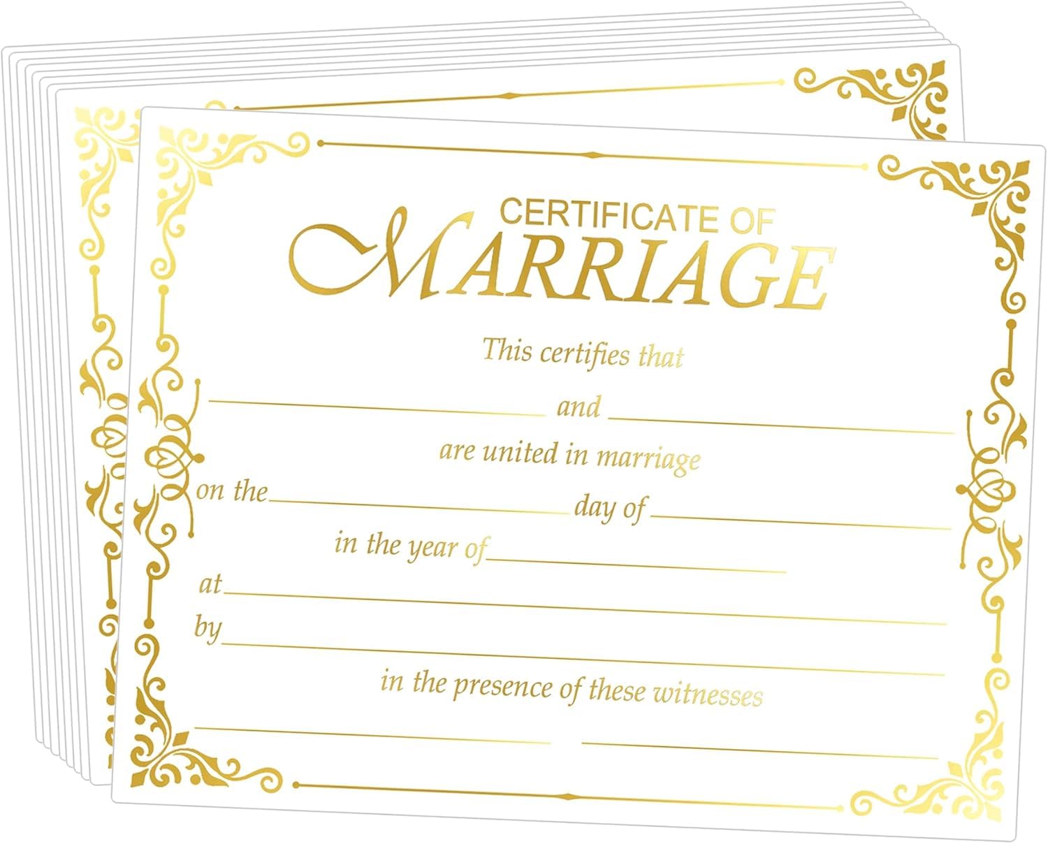 Marriage Certificates with Gold Foil Edges 11 x 8.5 Inch Blank Certificate Paper Wedding Certificates Blank Wedding Certificate for Weddings Ceremony Proposals 24 Pcs, Dispatches from Amazon