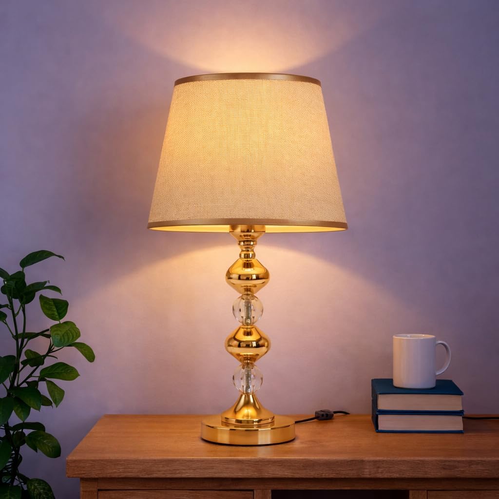 ELARE Table Lamp | Contemporary Bedside Nightstand Light Luxury Decorative Night Lamp for Bedroom, Living Room & Office | LED Bulb Included (VA-LA1112)