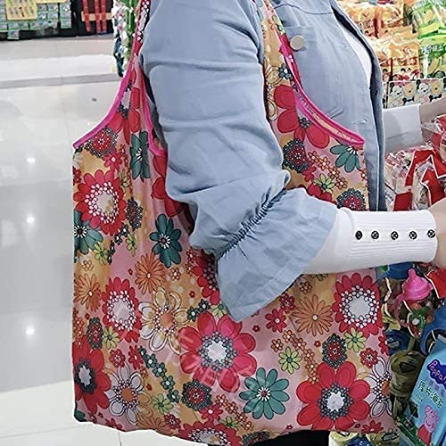 JQKA Pratici sacchetti per la spesa riutilizzabili borsa quadrata floreale pieghevole borsa per la spesa ambientale grande panno Oxford pesante 210D solido - Image 7