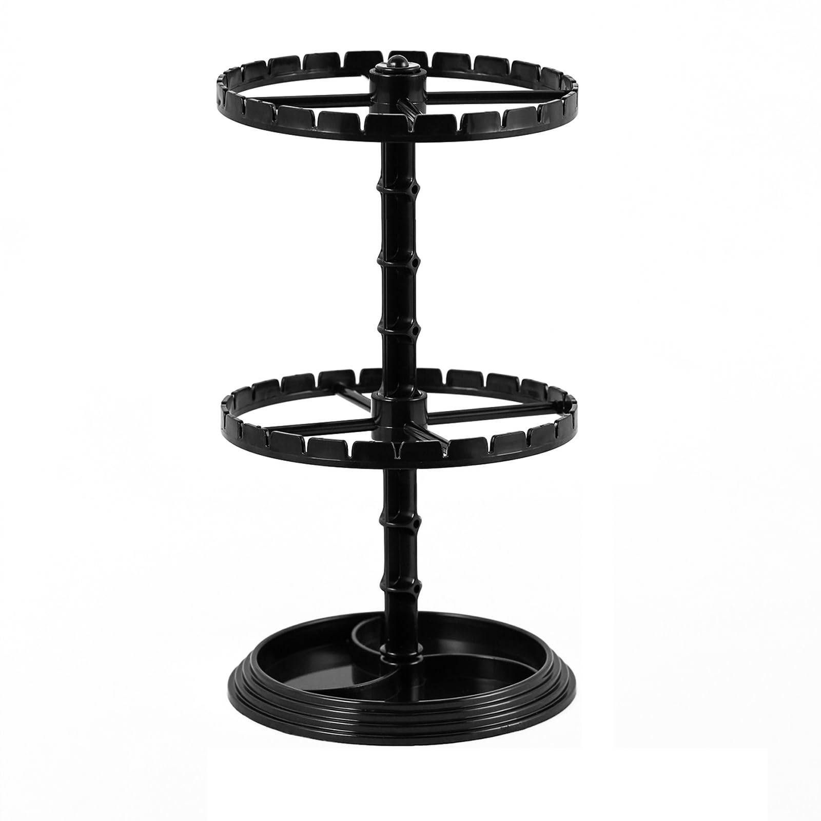 Qaeoity Acrylic Jewelry Stand Rotating Necklace Organizer, Clear 2-Tier Adjustable Necklace Holder, Bangles Necklaces Earrings Spinning Display Stand Tree Tower.