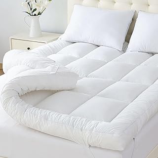 5 Inch Memory Foam Mattress Topper Queen for Back Pain, 100% Cotton Extra Soft Pillow Top Mattress Topper, 2000GSM Fluffy Shredded Memory Foam Filled & Thicked Down Alternative-Lined