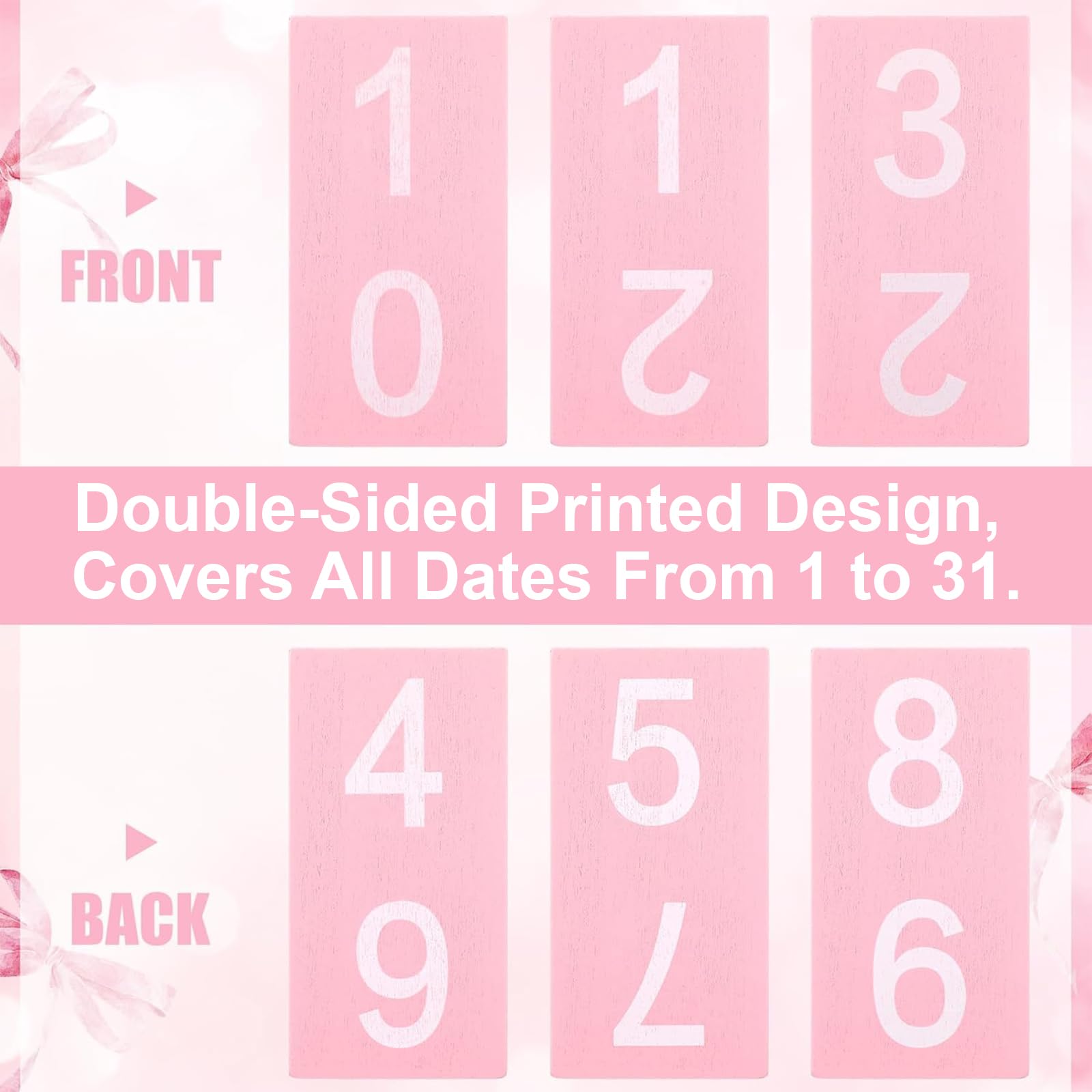 Calendrier Perpétuel en Bois Rose, Calendrier de Bureau 2026 avec Blocs à Retourner, Affichage Date/Mois/Semaine, Décor de Table Élégant pour Femme, Cadeau Maison et Bureau