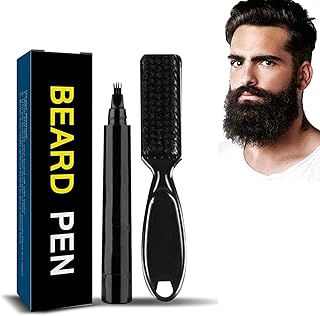 Beard Pencil Filler For Men, Beard Dye For Men, Water Proof Beard Eyebrow Pencil With Beard Brush, Beard Filler Pen Care Kit Repair Beard Shape ，Multi-Used Beard Stylus Filler (Brown)