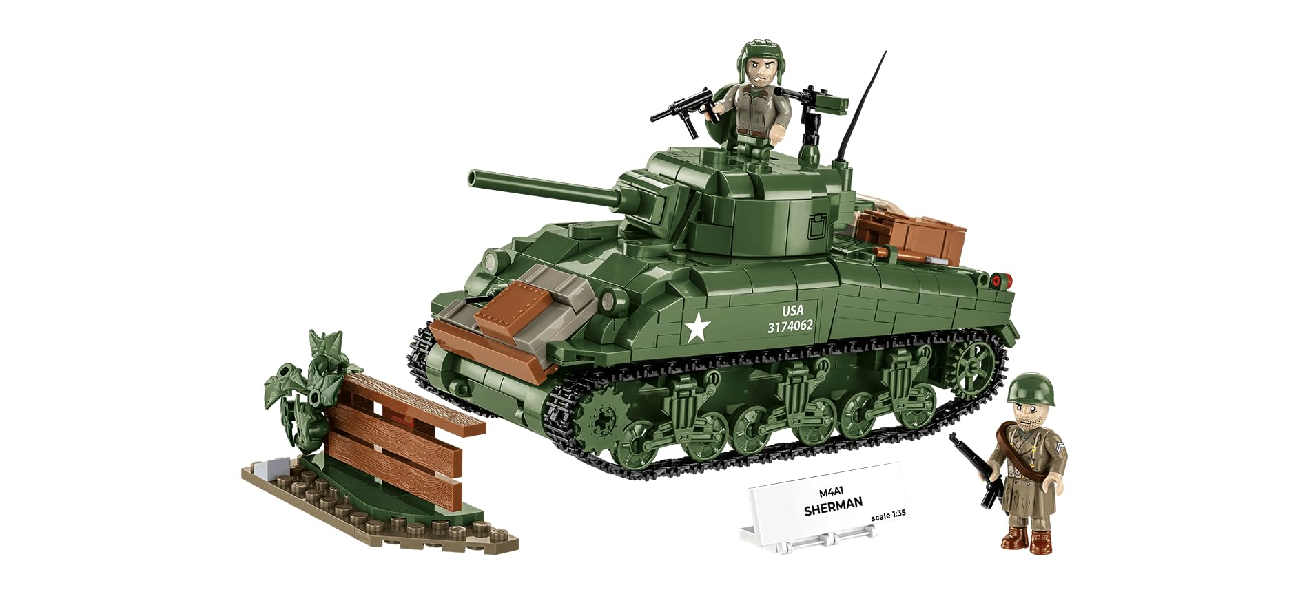 COBI M4A SHERMAN, Green, 17 cm x 11.5 cm - Image 2