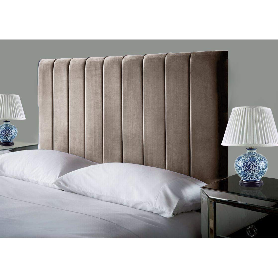 Affordable Luxury Portland Lined Headboards in Elegant Plush Velvet Fabric, for Divan Beds, Bedroom and Hotel Furniture (3FT Single- Height 24", Mink) โ image 1