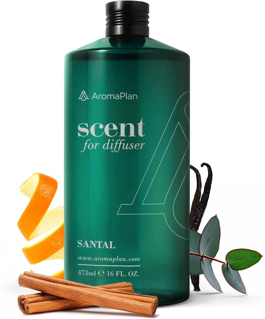 AromaPlan Hotel Scents Santal 16 Fl Oz (473ml), Home Luxury Aroma & Hotel Diffuser Oil- Hotel Diffuser Oil for Aromatherapy- USA Made, Bigger Bottle, Bolder Aroma & Longer Lasting