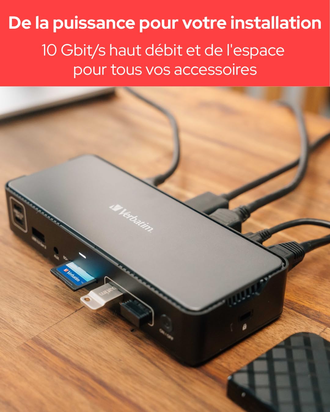 Verbatim USB-C Pro Station d'accueil 15 en 1 Hub multiport vers HDMI 4K et 8K, USB-A et USB-C, PD 80 W, AUX, Lecteur de Carte pour Mac/Windows Laptop et Autres